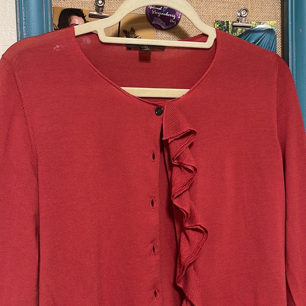 Louis Vuitton Ruffled Rust Button Down Cardigan - image 5